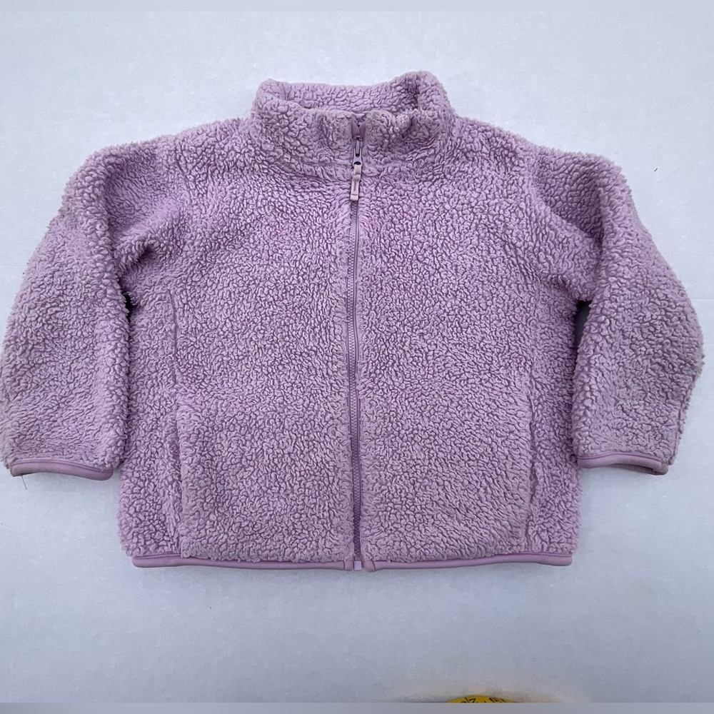 Uniqlo Kids Sherpa Fleece Jacket Toddler Size 3-4 Light Purple Zip Up Cozy Coat